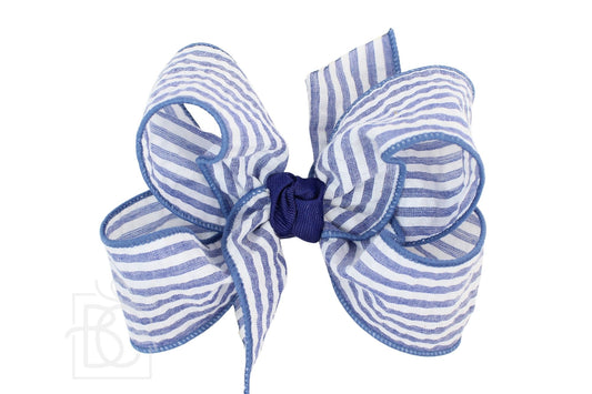 Seersucker Bow On Clip | Navy