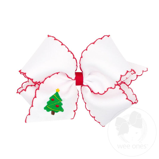 King Hair Bow | Christmas Tree Embroidery