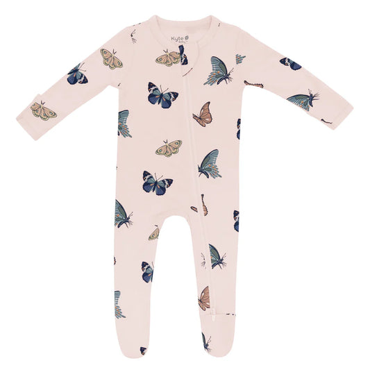 Zipper Footie | Blush Butterfly