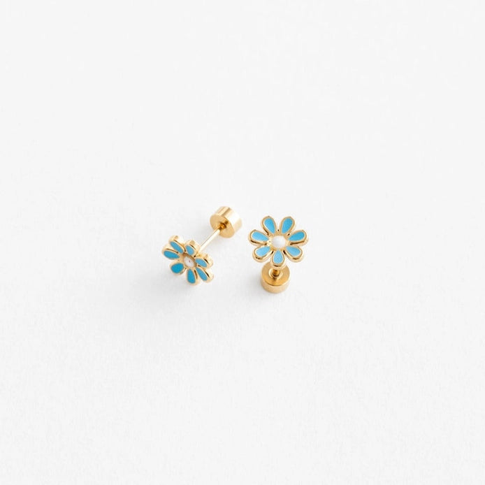 Screwback Stud - Blue Daisy