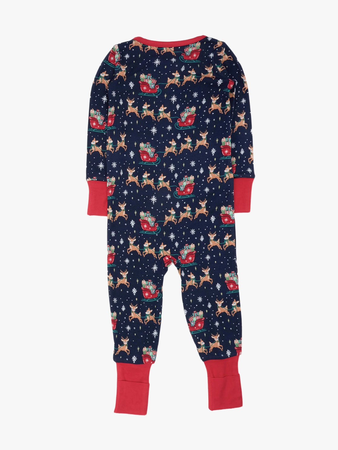 Sleigh Ride Blue Reindeer | Convertible Footie