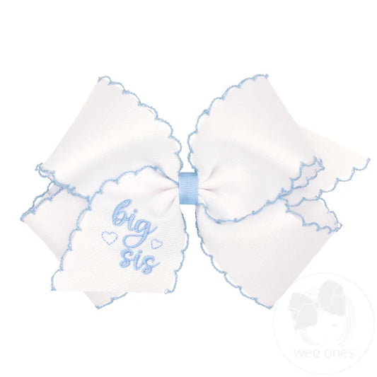 Hair Bow on Clip | Blue Big Sis