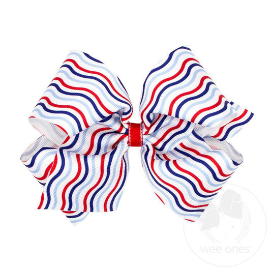 Hair Bow on Clip | USA Stripe