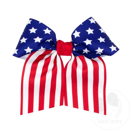 Hair Bow on Clip | Patriotic with Tails