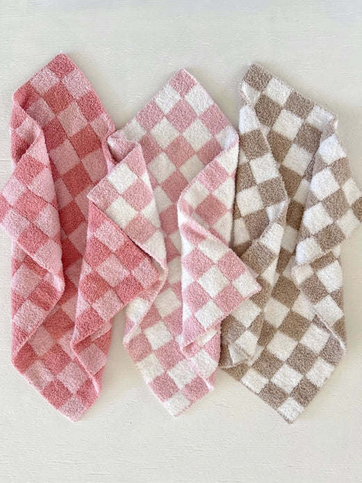 Phufy® Checkerboard Mini Blanket  - Strawberry/Carnation