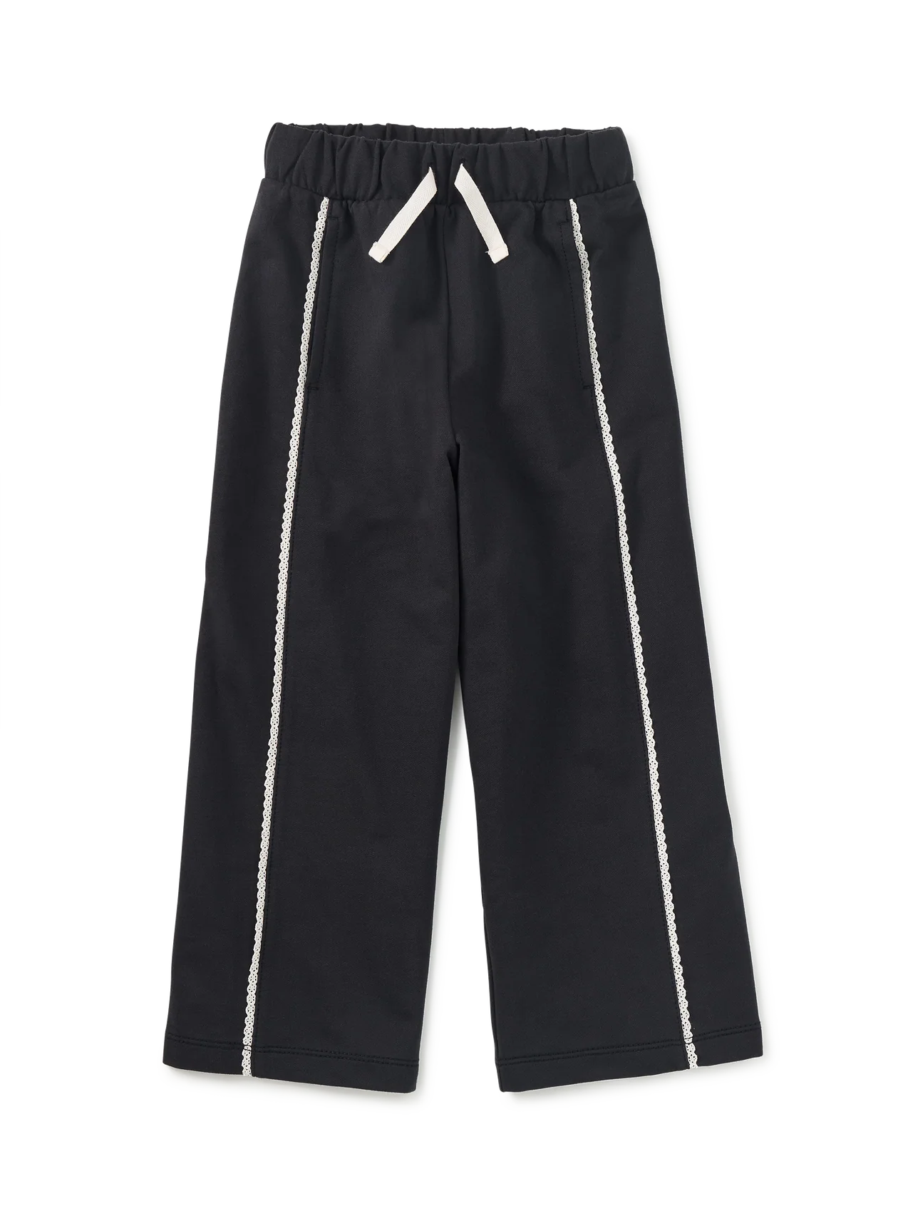 Lace Trim Track Pants - Jet Black