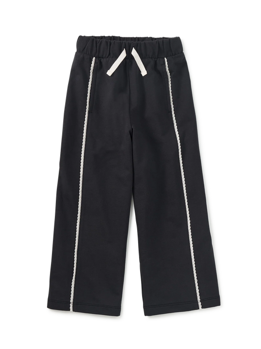 Lace Trim Track Pants - Jet Black