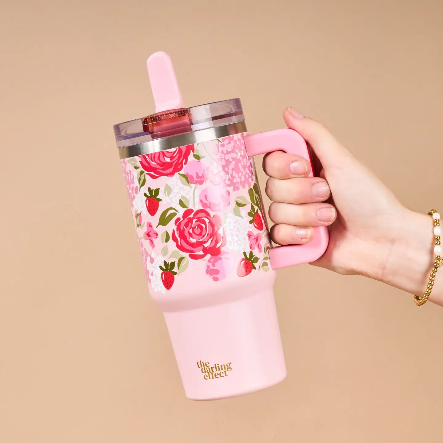 20 oz Lifestyle Flip Straw Tumbler | Rose Garden