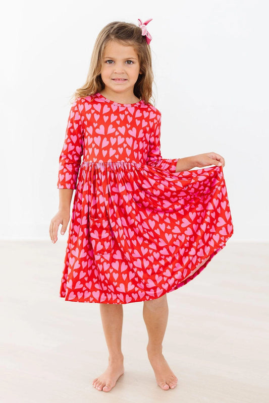 Hearts & Hugs 3/4 Sleeve Pocket Twirl Dress