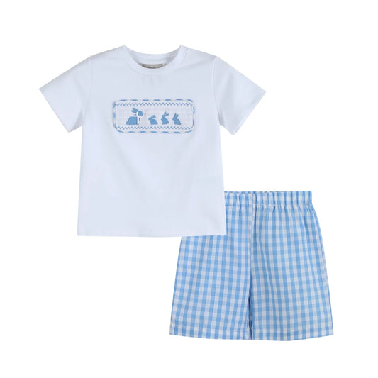 Smocked Tee + Gingham Shorts | Blue Bunny