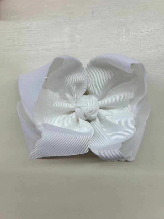 Noah Headband Bow | White Scallop