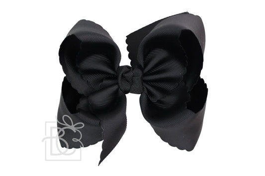 Scalloped Bow with Clip | Black