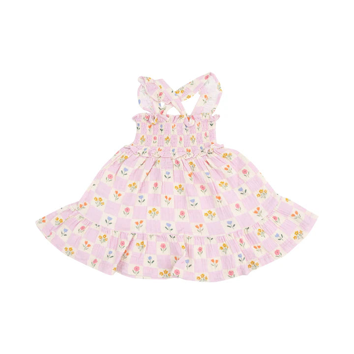 Smocked Ruffle Sundress | Floral Check