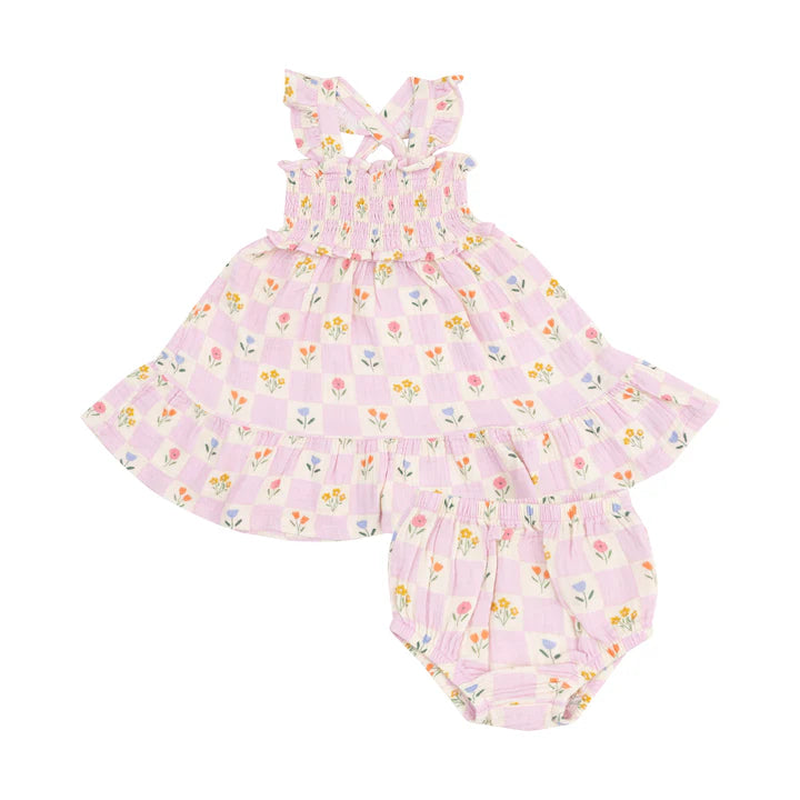 Smocked Ruffle Sundress | Floral Check
