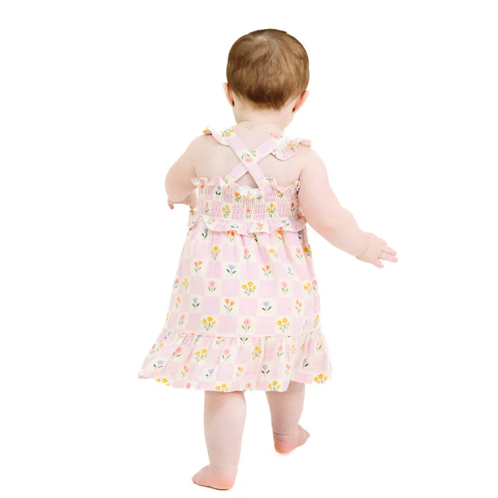 Smocked Ruffle Sundress | Floral Check