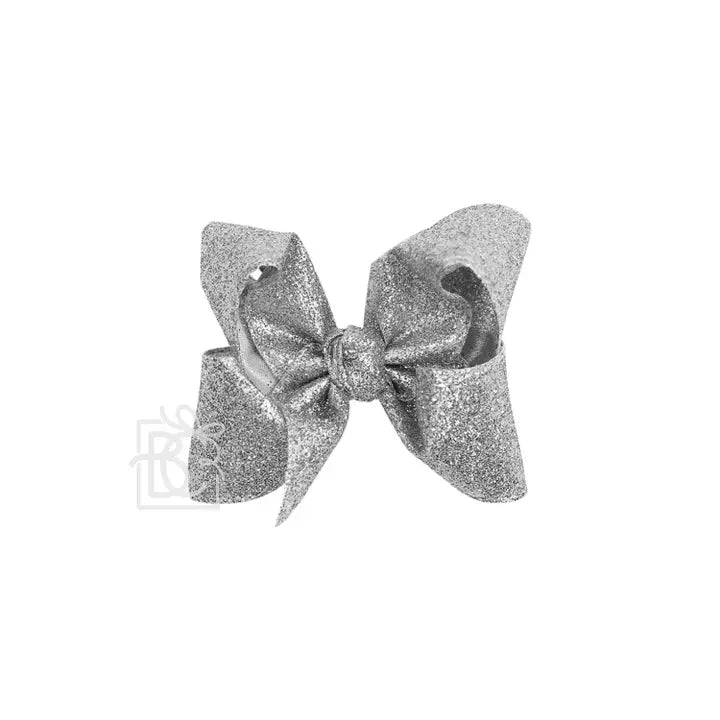 Glitter Bow on Clip | Silver