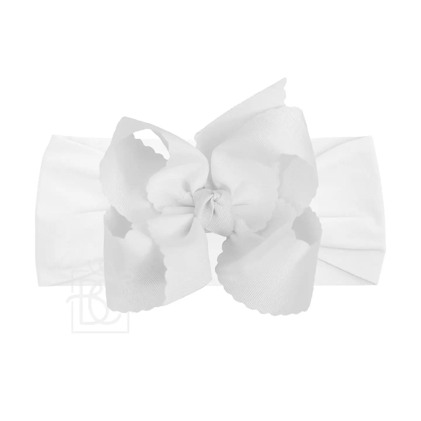 Noah Headband Bow | White Scallop