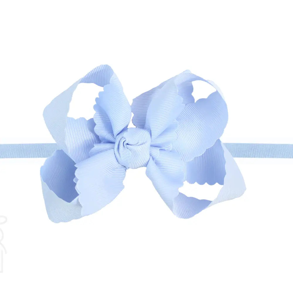 Scalloped Mini Noah Headband Bow | Millennium Blue