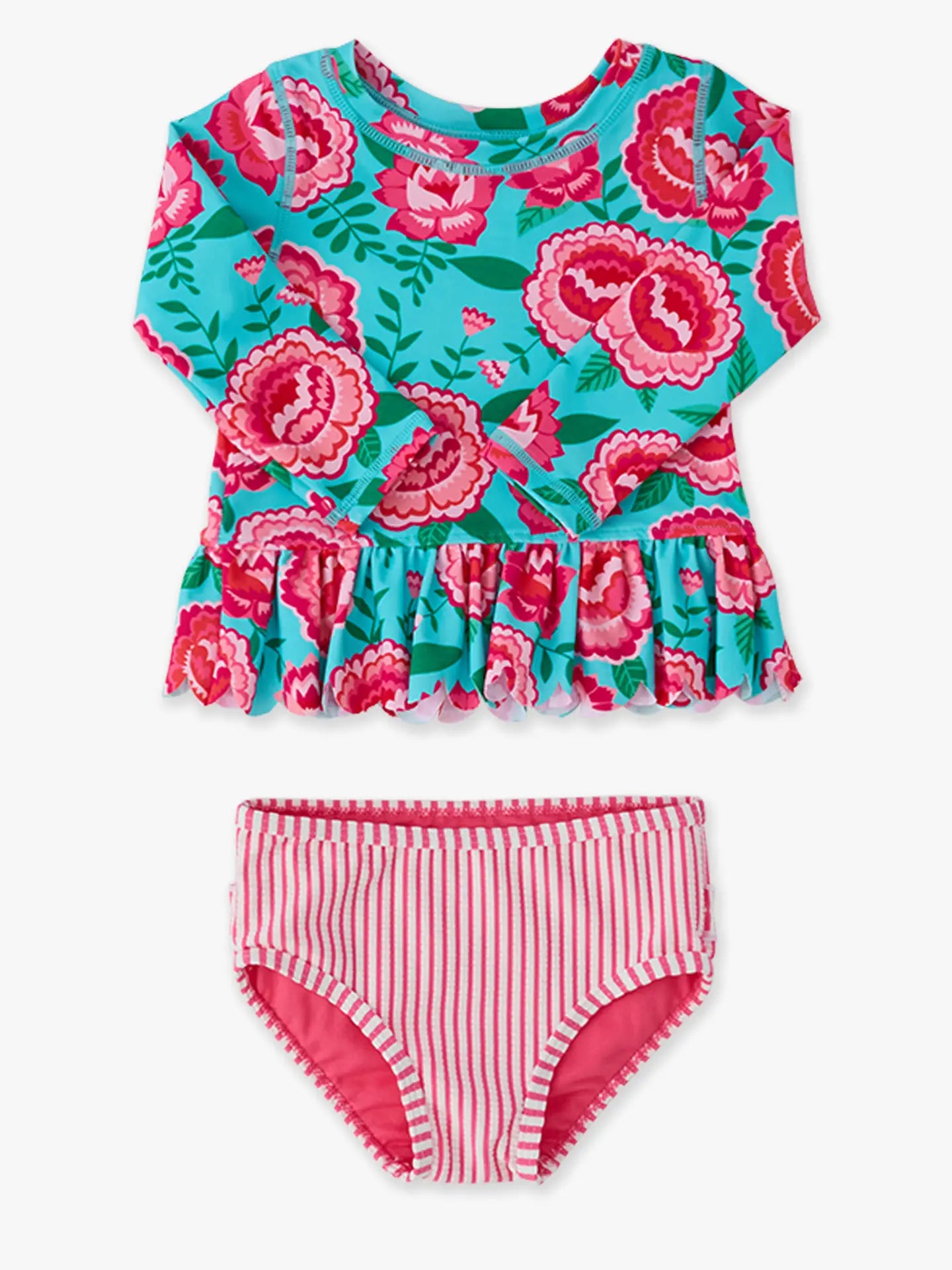 Rash Guard 2-Piece Swimsuit with Signature Rear Ruffles