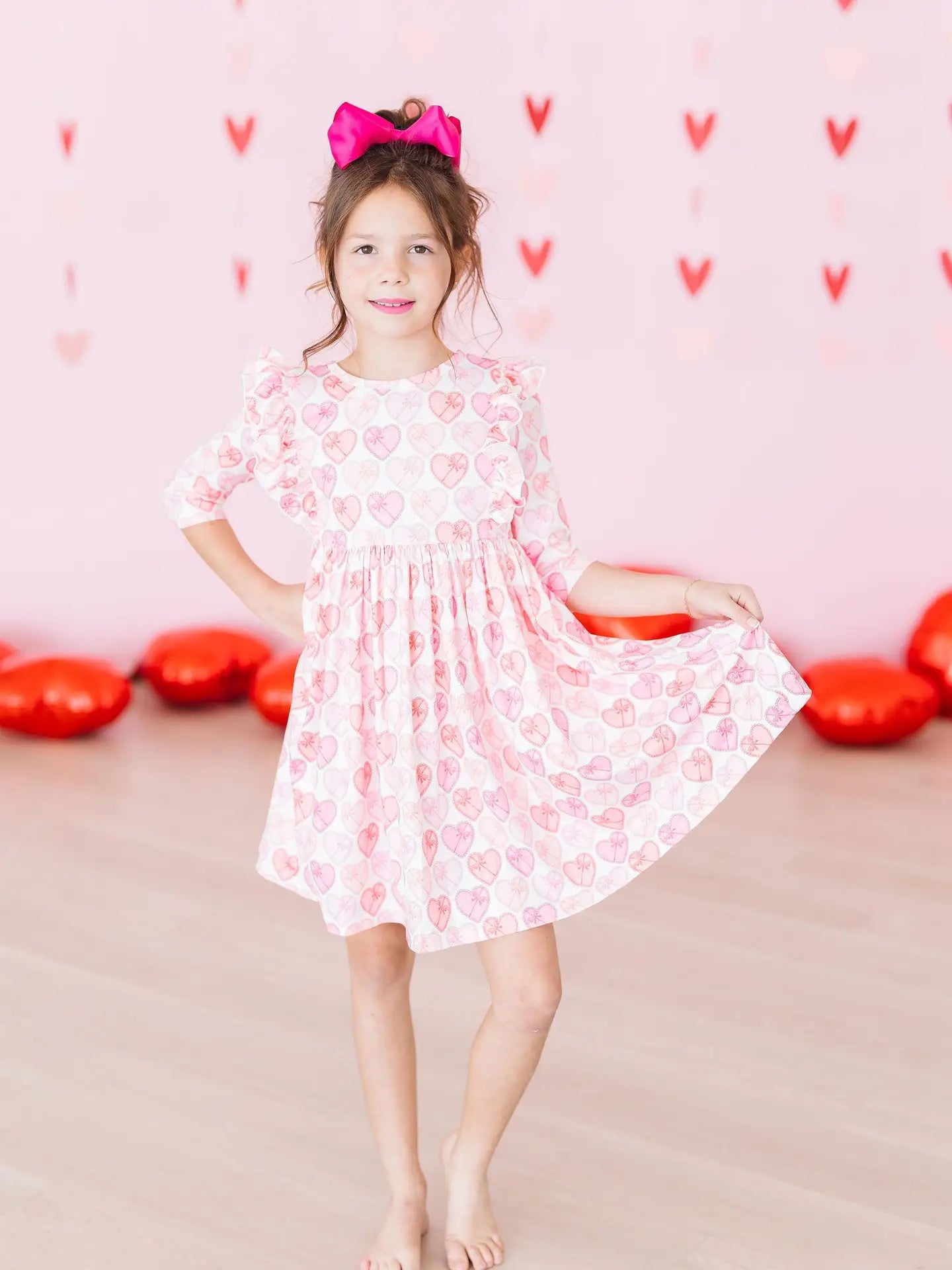 Melt My Heart 3/4 Sleeve Ruffle Twirl Dress