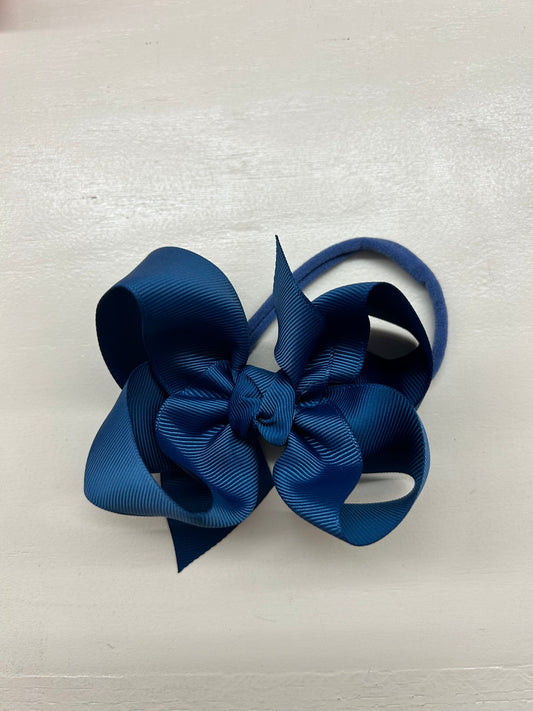 Mini Noah Headband Bow | Denim