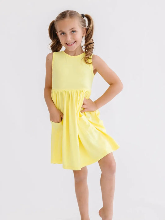 Yellow Tank Pocket Twirl Dress