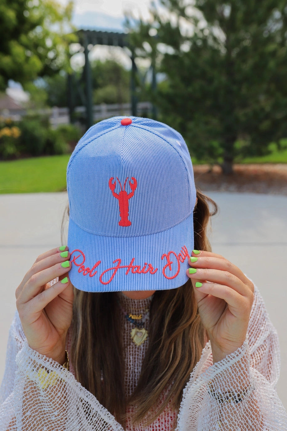 Pool Hair Day | Striped Trucker Hat
