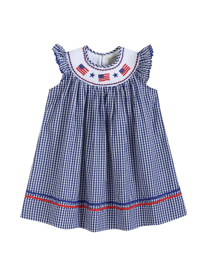 Smocked Bishop Dress | American Flag