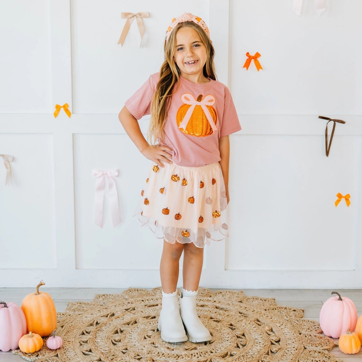 Pumpkin Sequin Scallop Tutu Skirt