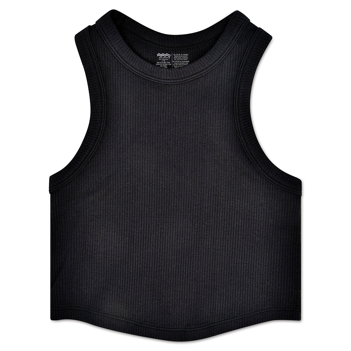 Cropped Ribbed Racerback Tank | Black