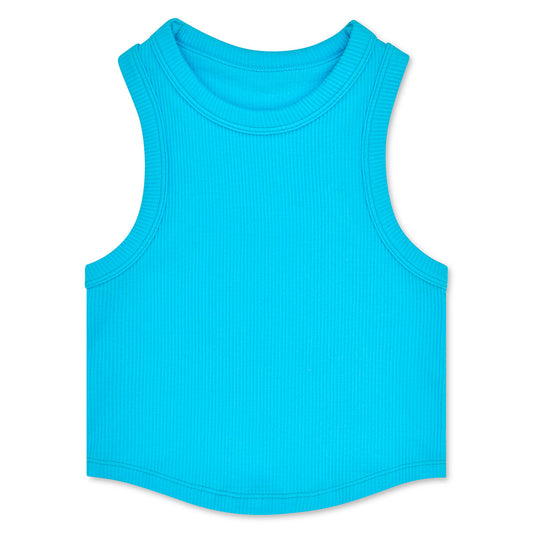 Cropped Ribbed Racerback Tank | Turquoise