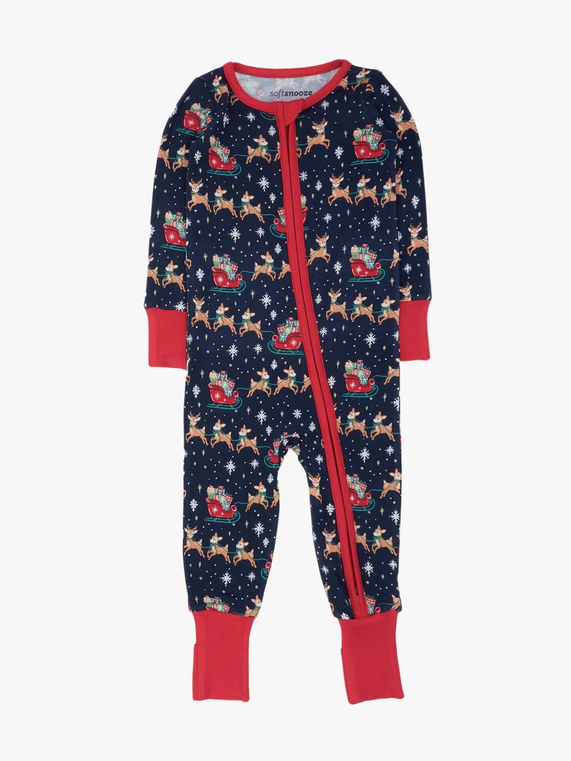 Sleigh Ride Blue Reindeer | Convertible Footie