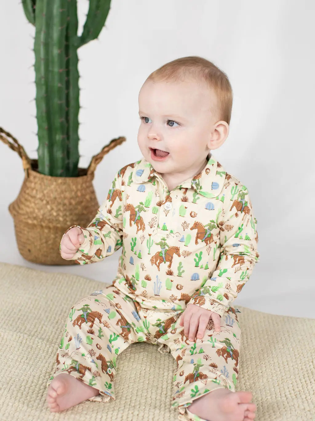 Saddle Up Cowboy Toile | Ls Polo Romper