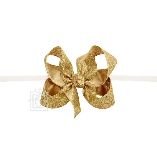 Mini Glitter Headband Bow | Gold