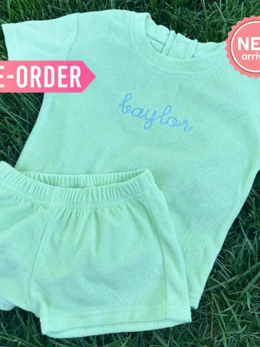 Terry Cloth Short Set | Lime Green