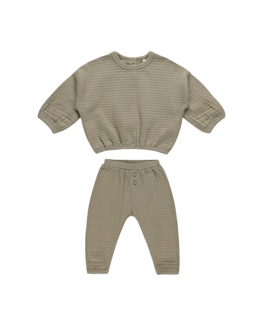 Textured Sweat set | Olive