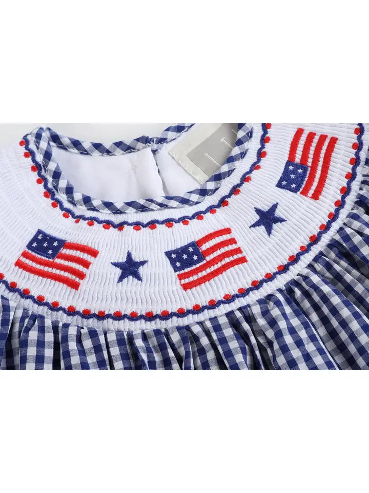 Smocked Bishop Dress | American Flag
