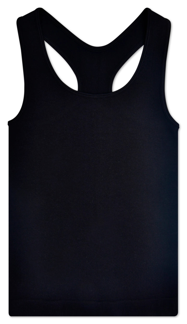 Ribbed Racerback Tank Top | Black