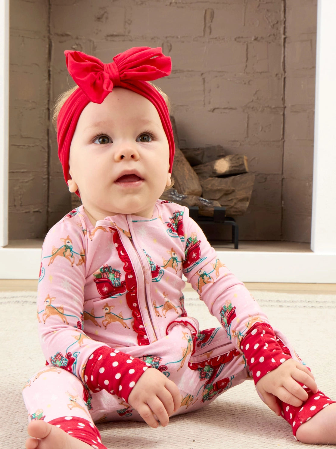 Sleigh Ride Pink | Reindeer Convertible Footie
