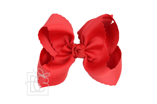 Scalloped Bow with Clip | Red
