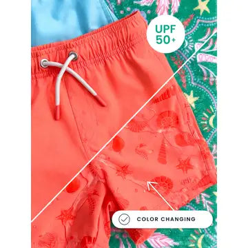 Blue Color Changing Performance Hybrid Swim Trunks