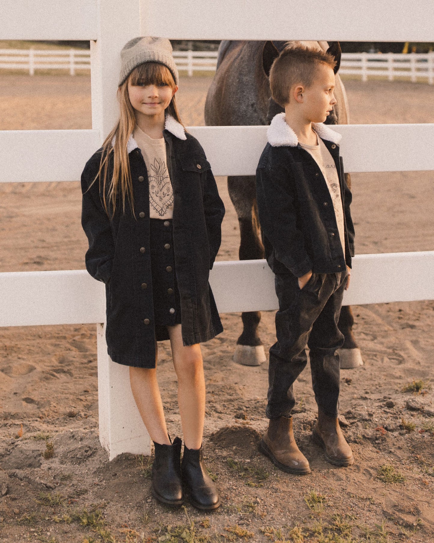 Long Trucker Jacket | Washed Black