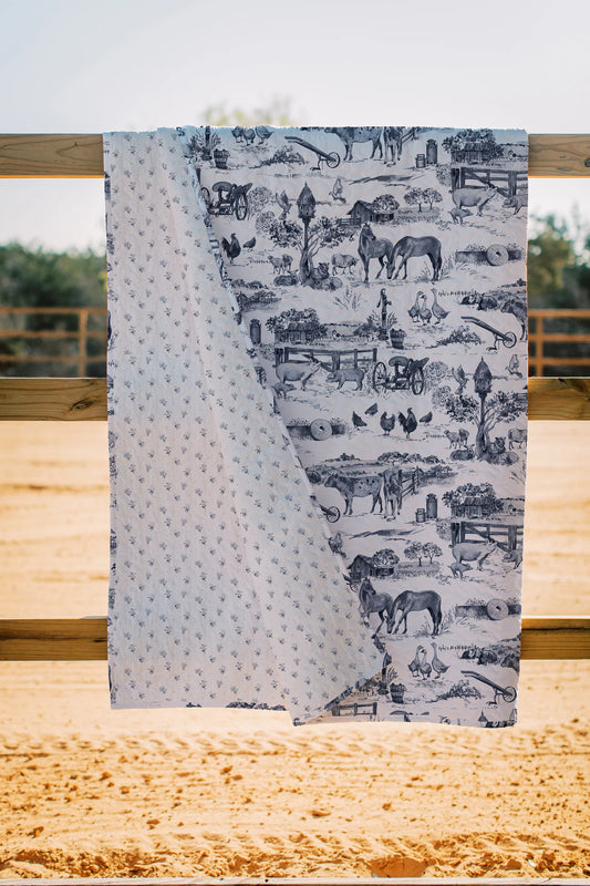 Baby Blanket | Aledo Toile Navy