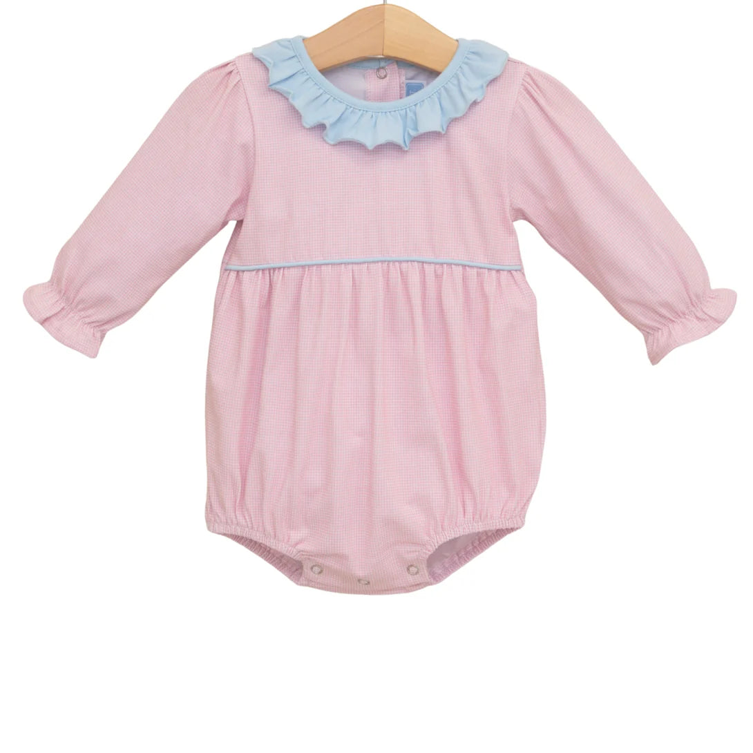 Amelia Bubble- Light Pink Microgingham/Light Blue