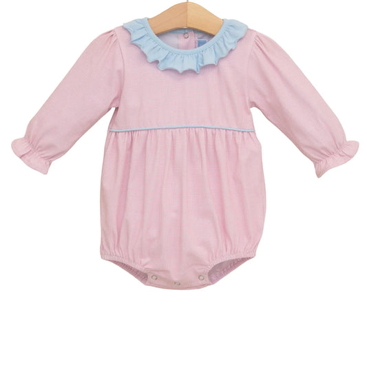 Amelia Bubble- Light Pink Microgingham/Light Blue