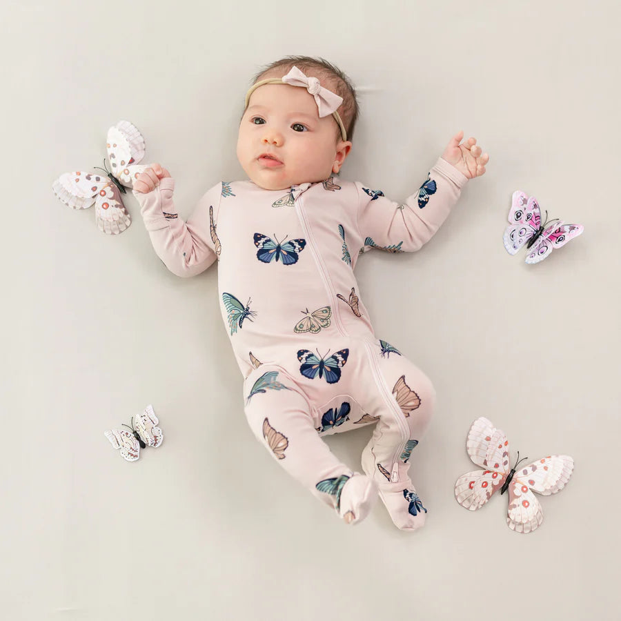 Zipper Footie | Blush Butterfly