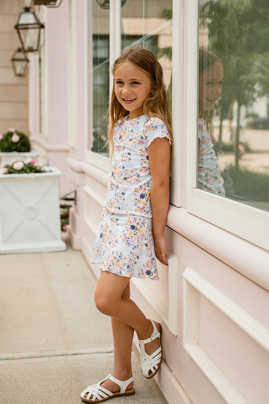 Hydrangea Floral Short Sleeve