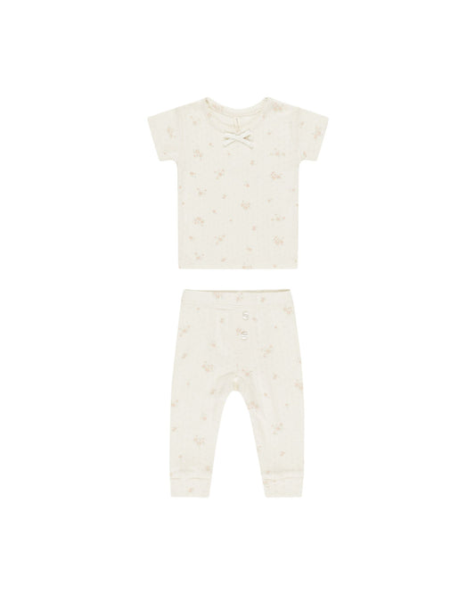 Pointelle Tee + Legging | Pink Ditsy
