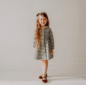 Green Gingham Embroidery Sailor Dress