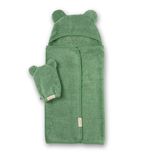 Hooded Towel + Mit Set | Sea Foam